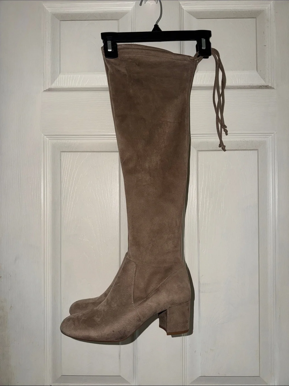 Gianni Bini Taupe Suede Over-the-Knee Block Heel Boots